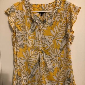 Yellow tropical print blouse